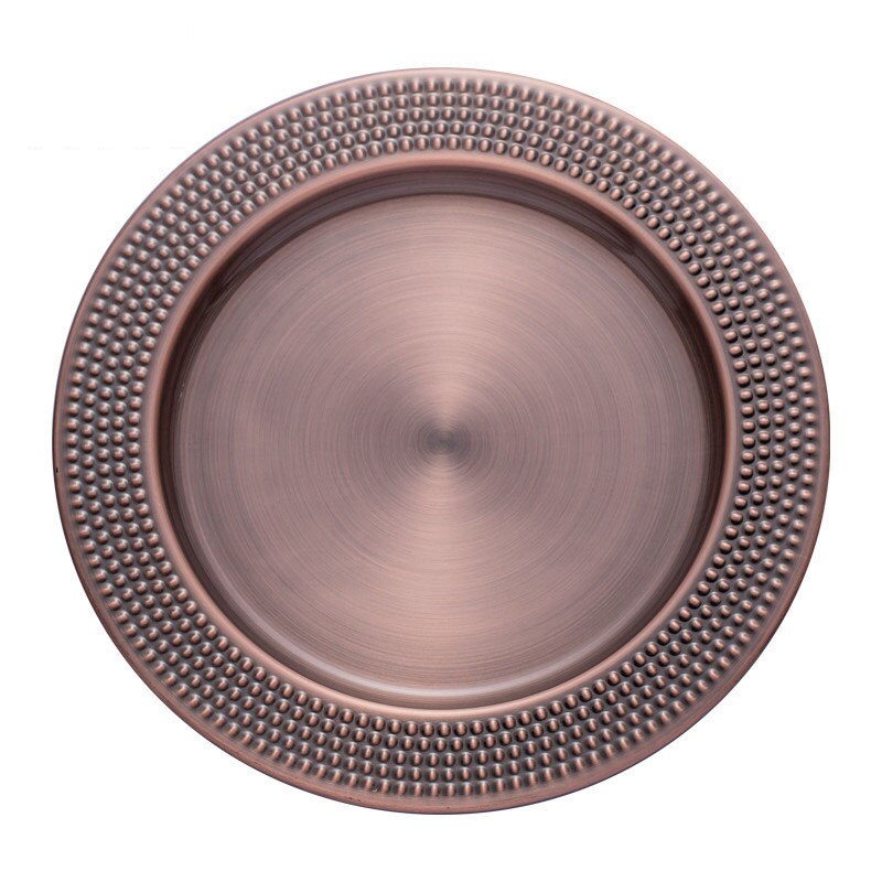 BENBU Stainless Steel Plating Dinner Plates Thanksgiving Christmas Restaurant Party Dinnerware Tableware Dishes Fruit Tray 11.8": Bronze