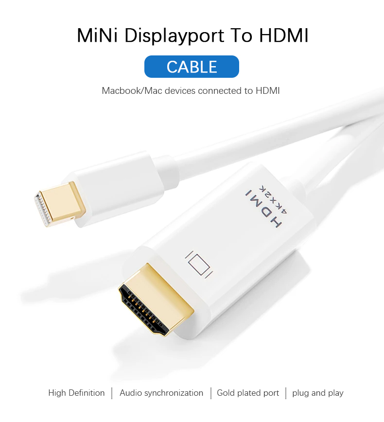 4k mini dp till hdmi-kabel thunderbolt 2 hdmi-omvandlare mini displayport till hdmi-adapter för macbook air 13 surface pro 4 thunderbolt