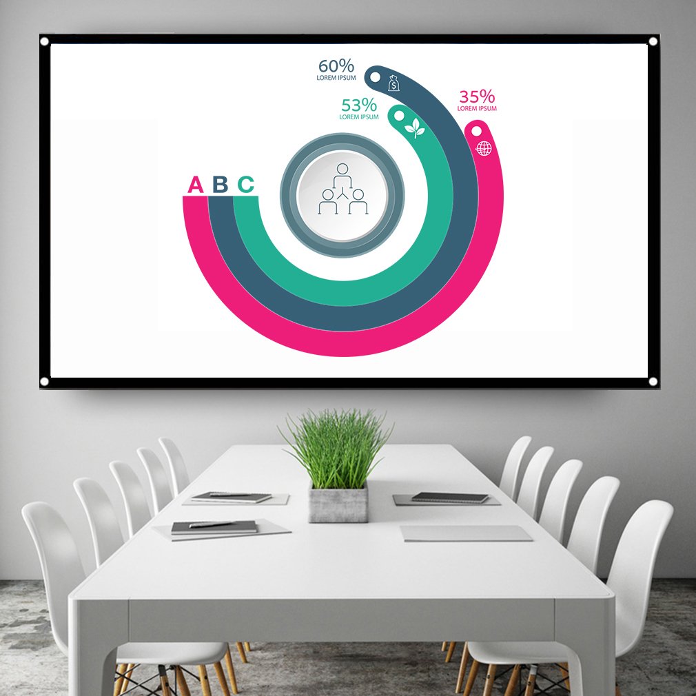 Portable White Projector Screen Fabric Material Folded Projection Screen High-definition Curtain 72 Inch 16:9 ACEHE