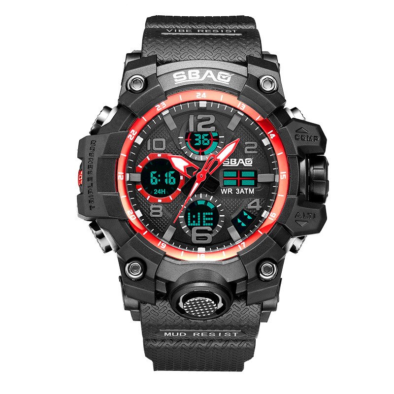 Sbao-relojes deportivos para hombre, pulsera electrónica Digital Led de cuarzo Tpu: D