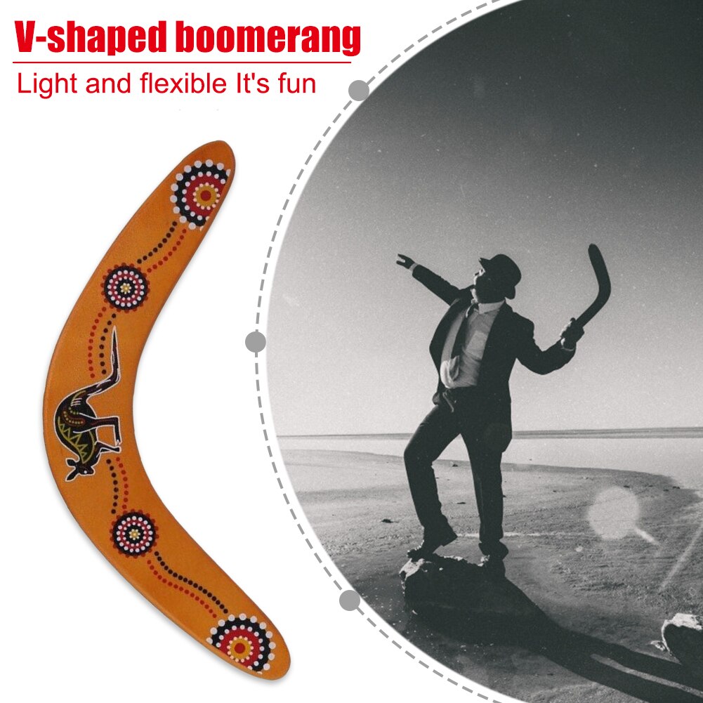 Wooden Kangaroo Throwback V Shaped Boomerang Flying Disc Throw Catch Outdoor Sports Game Toys
