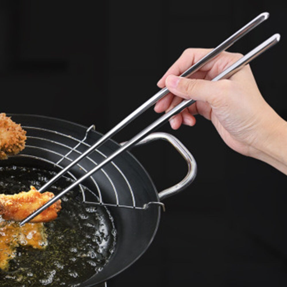 1 Paar Rvs Lange Eetstokjes Keuken Koken Gereedschap Gefrituurde Noedels Eetstokjes Servies Metalen Voedsel Sticks