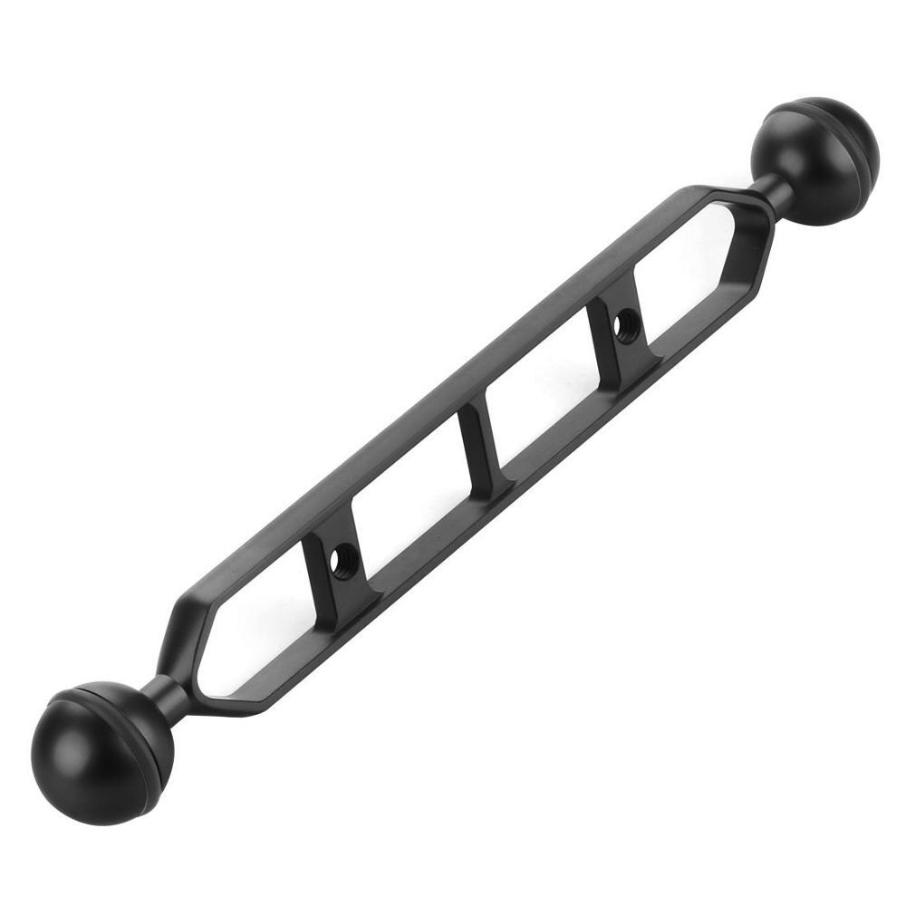 Puluz 9 tommer 22.9cm aluminiumslegering dykkerarm med dobbeltkugler til undervandslygte/videolys, kuglediameter :1 tommer  / 2.54cm: Sort