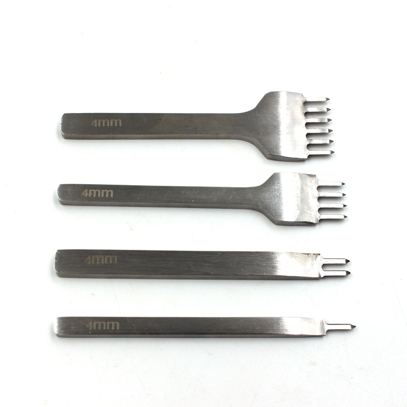 4 stuks 4mm Handgemaakte Lederen Ponsen Tool Ponsen Handgereedschap voor Leer Stiksels Punch Leer Hobbygereedschappen
