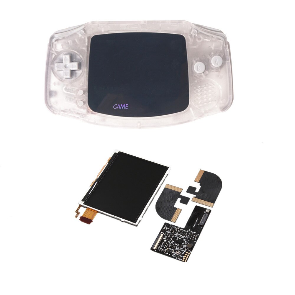 FUNNNYPLAYING For Gameboy GBA Advance ITA AGB RETRO PIXEL TFT BACKLIGHT KIT Memory Brightness Adjust The Display With Shell: CLEAR ITA