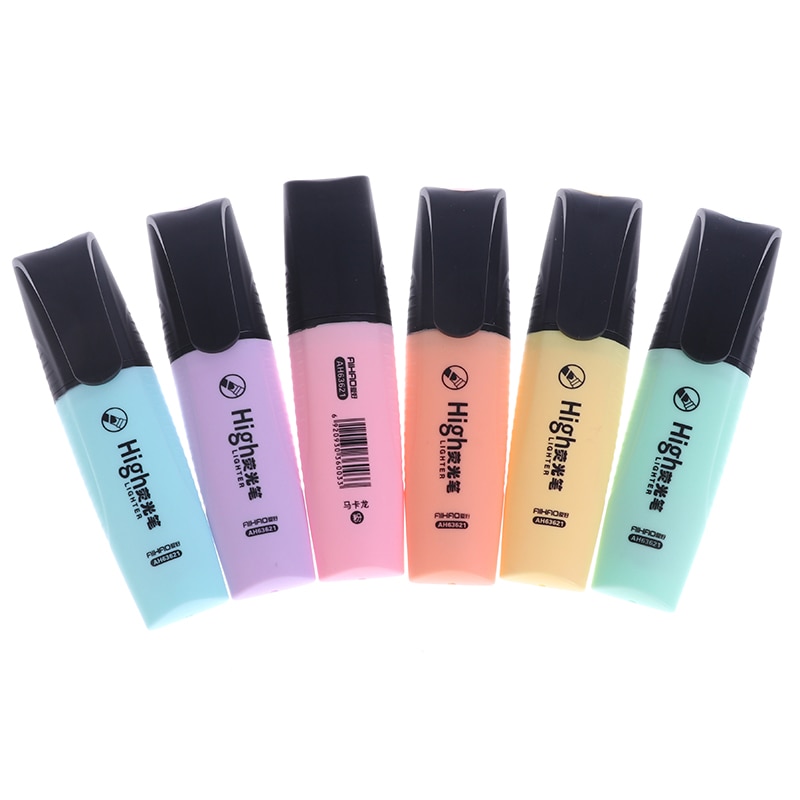 6 colori mini Colorato Evidenziatori Pastello Marcatori Testo Unico di Messa A Fuoco Marcatore Penne per la Scuola Ufficio