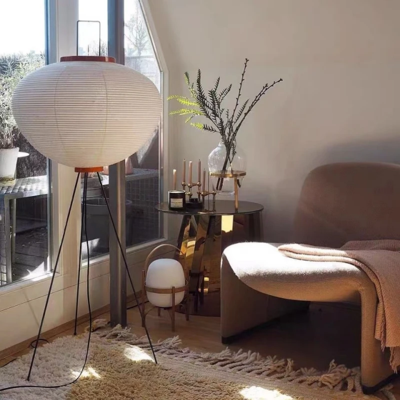 Noguchi Akari Reispapier-Stehleuchte, japanische Wabi Sabi, Jahrgang-Stehlampe für Schlafzimmer, Wohnzimmer, Haus, Nachttisch-Dekoration
