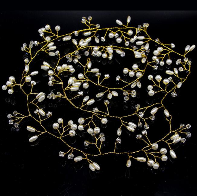Flor De la boda Tiara De enredadera Novia Cadena De cabeza De Novia adornos para el pelo para Novia boda accesorios De joyas para el pelo, Tiara De Novia De 50cm: gold