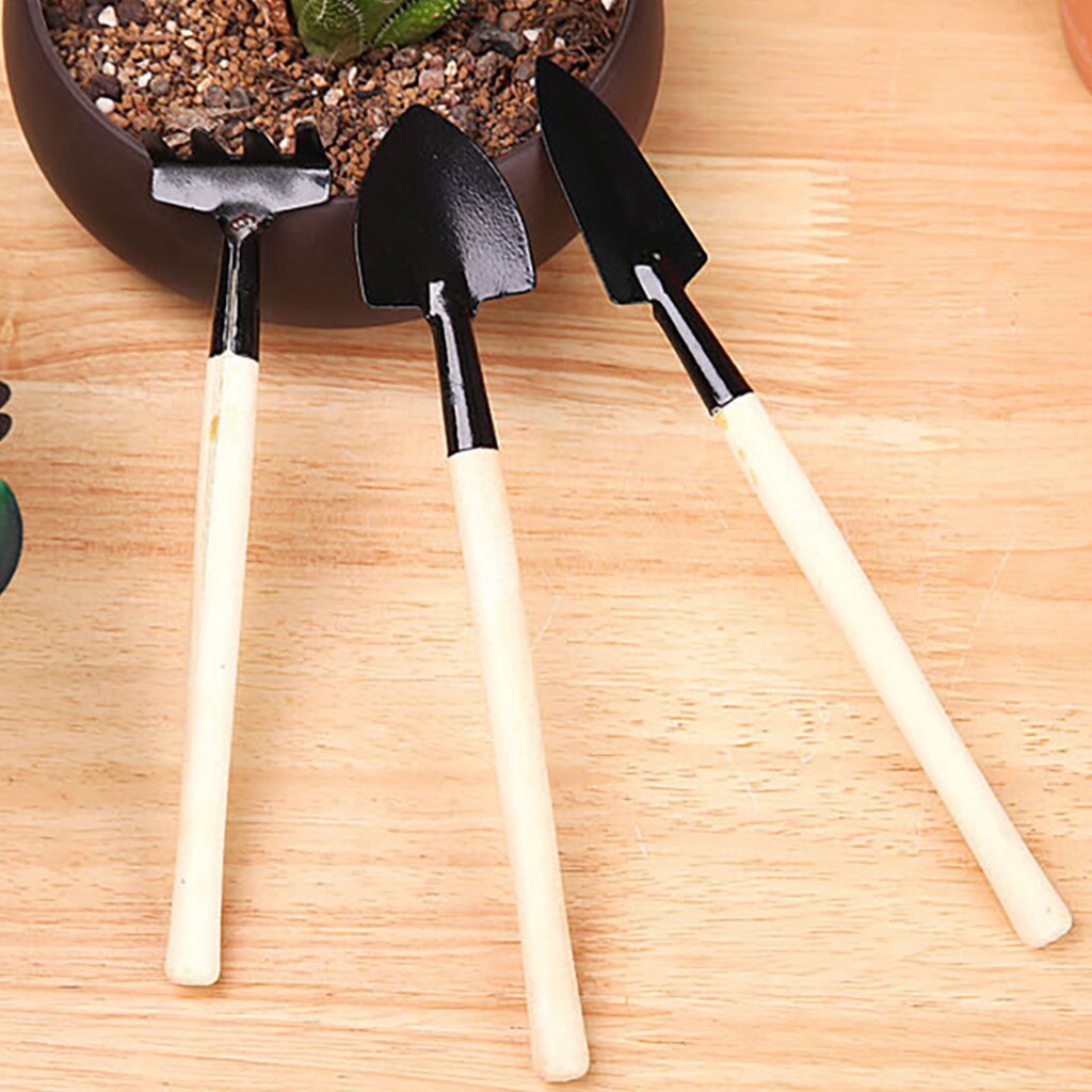 Mini Garden Shovel Trowel 3 Piece Stainless Steel Garden Tool Set Wood Handle Shovel Trowel Gardening Tool Set Combination
