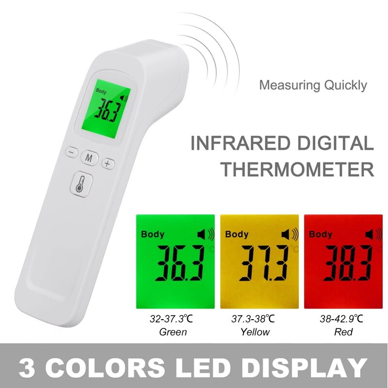 Ear thermometer Contactless IR Fast Measure Thermometer Baby Temperature Tool Infrared Electronic Tricolor Backlight Thermometer: Default Title