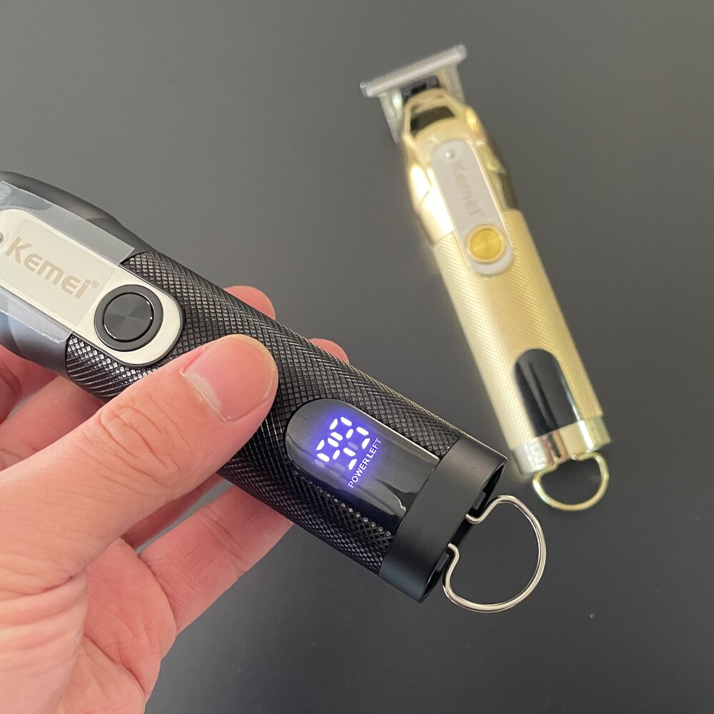 Kemei – tondeuse à cheveux professionnelle pour hommes, rasoir électrique à 0mm avec écran LCD, Rechargeable, idéal pour couper la barbe, KM-1760
