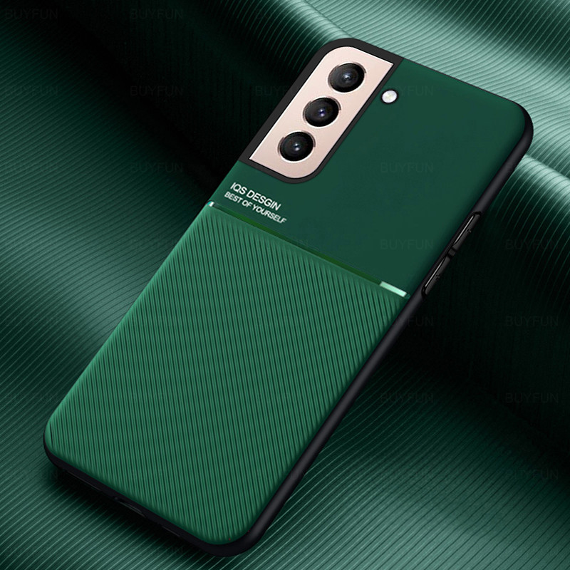 S21fe Case Leather Texture Car Holder Magnetic Coque For Cover Samsung Galaxy S21 Fe S 21 Faith 5G Soft Shockproof Fundas: S21 Faith / green