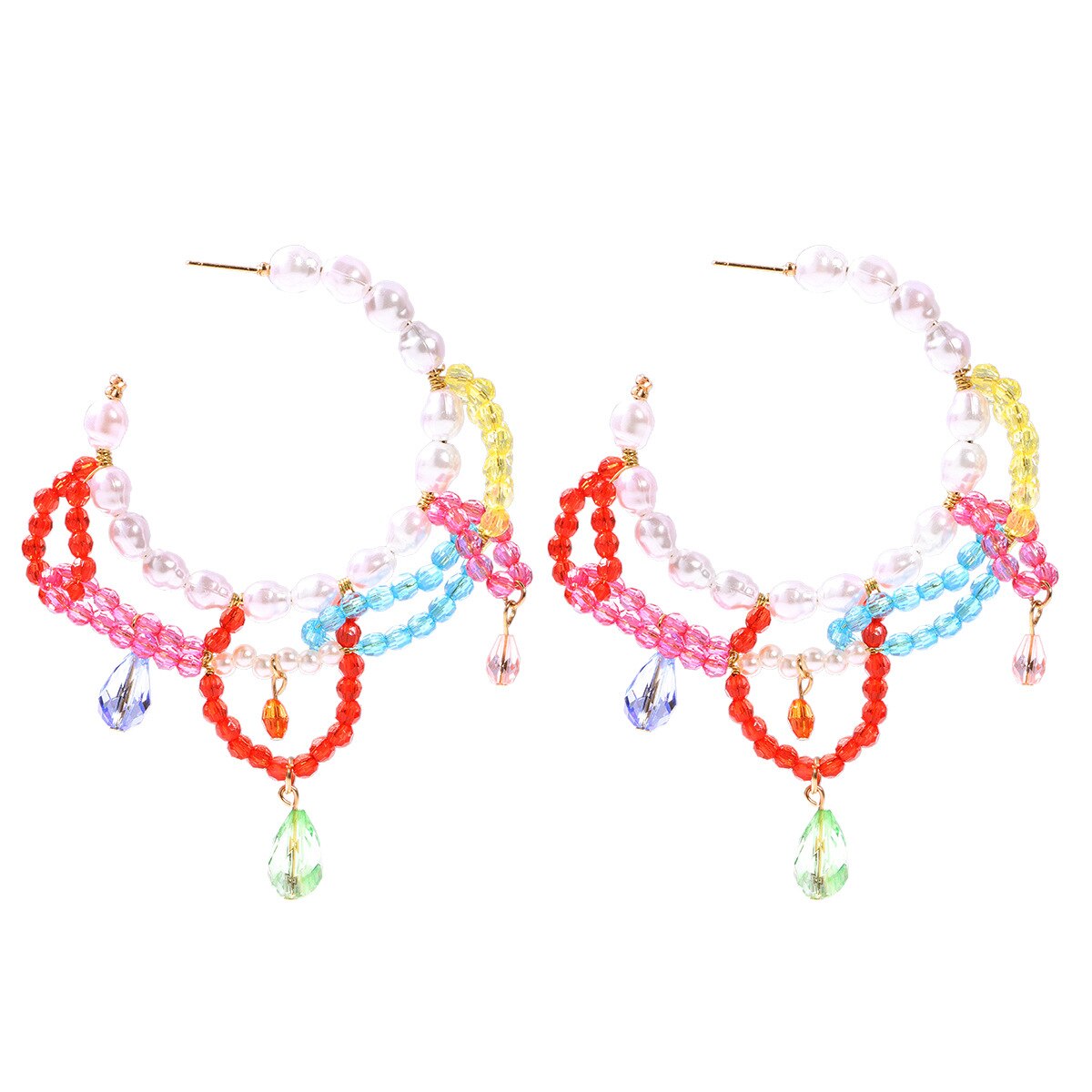 Bohemian Colorful Beads Hoop Earring For Women Girls Brand Imitation Pearl Stone Earring Jewelry Brincos: 01