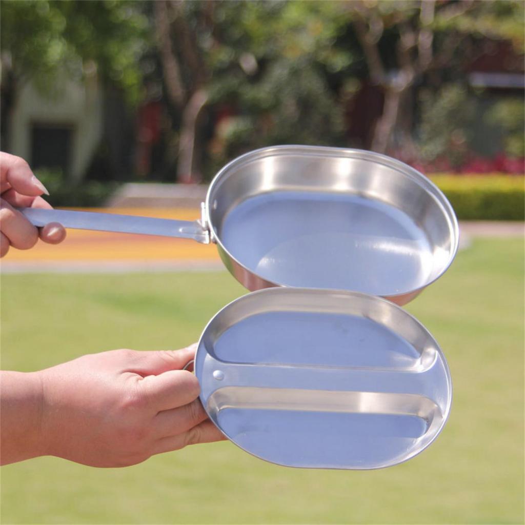 Outdoor Tableware Stainless Steel Frying Pan Mess Kit For Camping