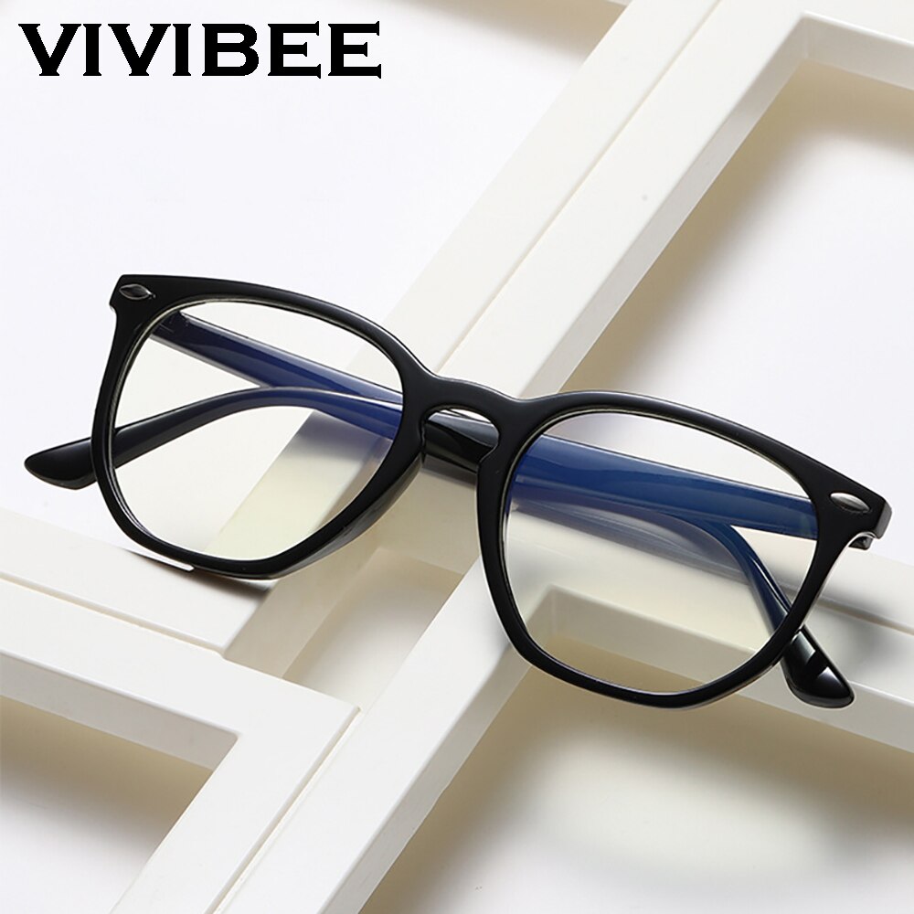 VIVBEE Classic Square Blue Light Blocking Glasses Men Trending Transparent Frames Computer Unisex Anti Ray Gaming Glasses