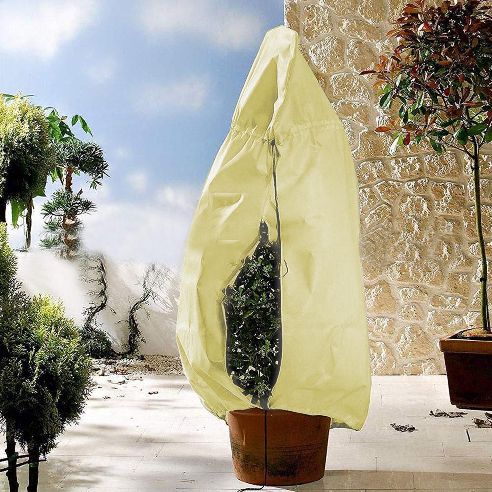 Kraftig vinterbeskyttelse plantebetræk vinterbetræk anti-frost lynlås og snøre kuldebeskyttelse non-woven plante frostvæskepose