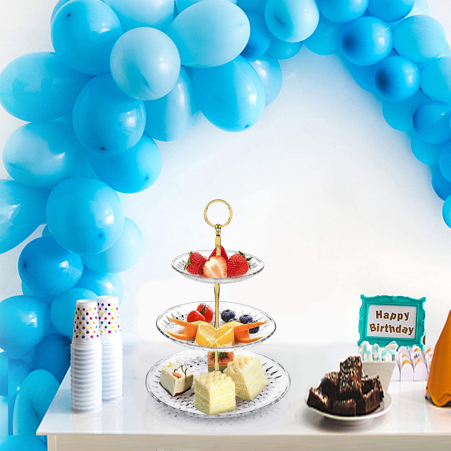 Cake Display Stand for Party Events 3 tier Fruit Food Macaron Cupcake Dessert Stand Decoration Afternoon Tea Birthday Wedding