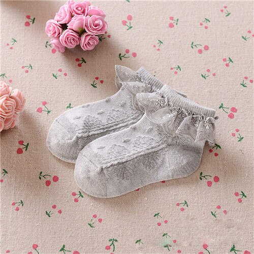 HAPPYPLUS Baby Socks Lace Pink White Baby Girl Christening Socks Infant Princess Summer Socks for Baptism 1st 2nd Birthday: grey / 12M