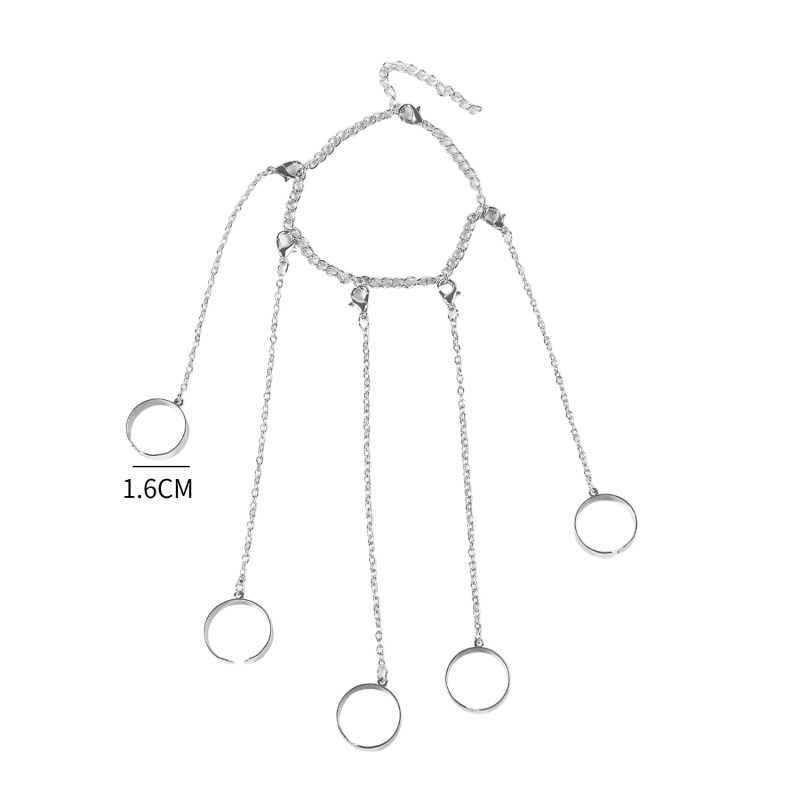 Punk-Armbinde mit fingerkettchen, ringen und armbändern für männer, Grunge- und emo-stil, verstellbare partnerarmbänder und manschetten für frauen