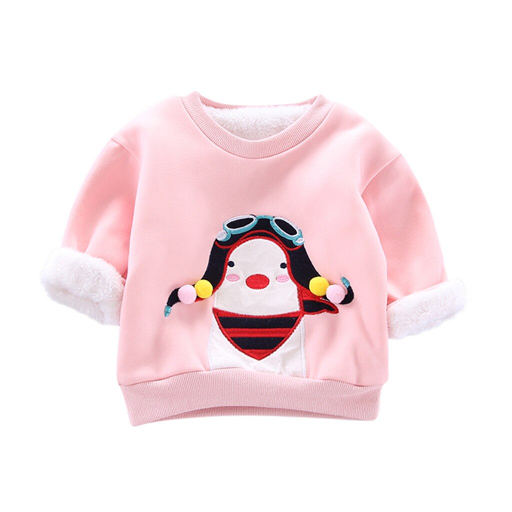 Kids Peuter Baby Jongens Meisjes Warme Dikke Fleece Cartoon Sweatshirt Trui Tops Warme Kleding Winter kinderen Jas Trui: Pink 4 / 18m