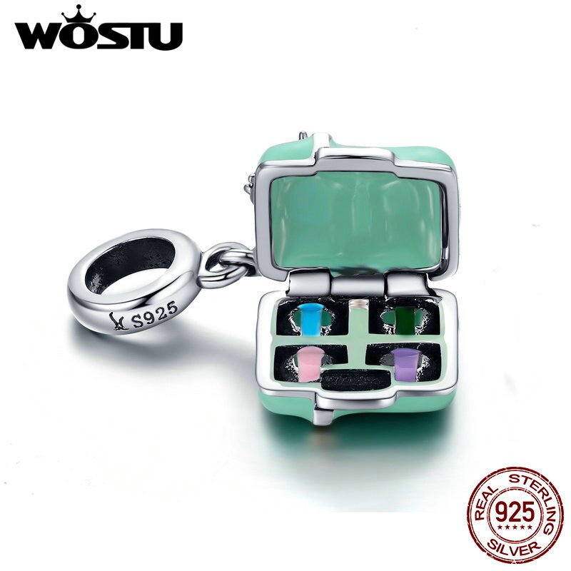 WOSTU 925 Sterling Zilver Macaron Snoep Doos Dangle Charm fit Kralen Armband Ketting Voor Vrouwen DIY Sieraden FIC663