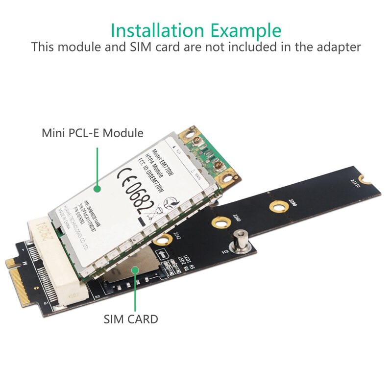 Mini Pci-E Naar M.2 (Ngff) sleutel M Adapter Met Sim Card Slot Voor Wifi/Wwan/Lte Module