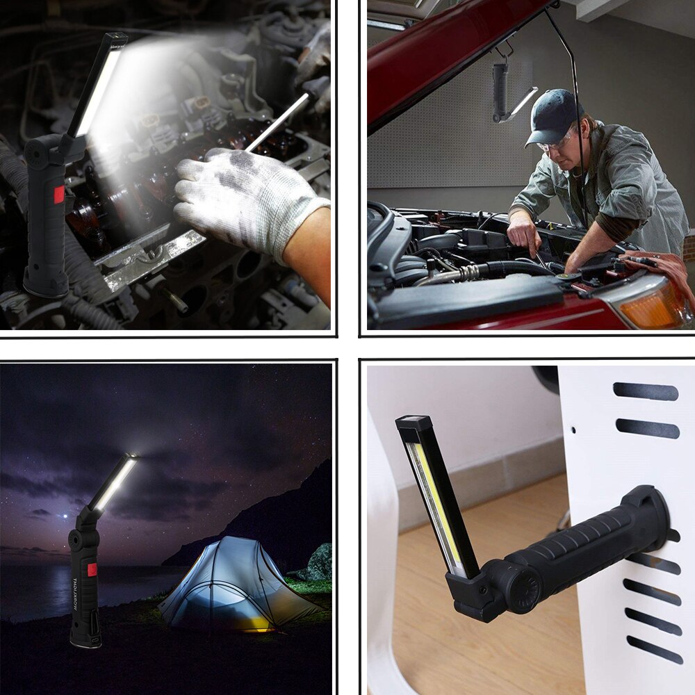 USB rechargeable COB LED flashlight work light Inspection Light 5 modes Tail magnet Hanging torch lamp 2 sizes waterproof