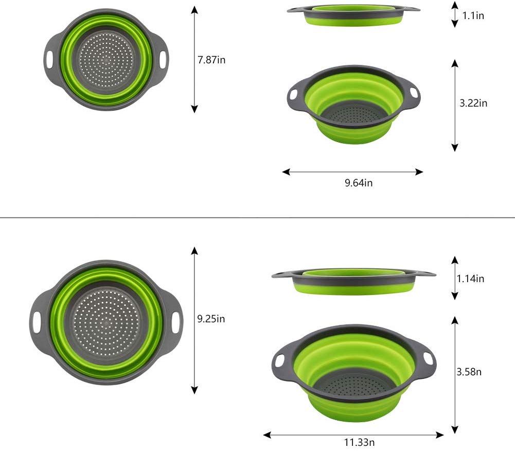 Silicone Foldable Colander Folding Collapsible Drain Strainer Fruit Vegetable Washing Basket Kitchen Storage Tool Draining Pasta