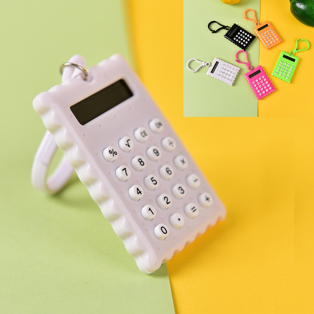 Plastic Mini Sleutelhanger Rekenmachine Handheld Pocket Type Coin Batterijen Calculator Kleine batterij kantoorbenodigdheden student briefpapier