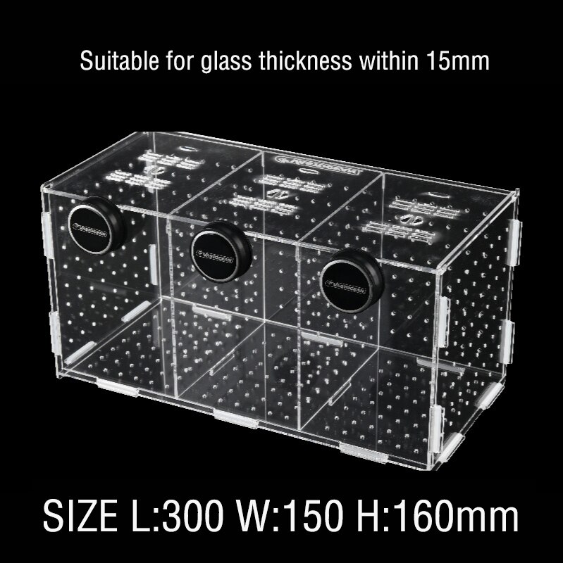 DW Aquarium Acrylic Isolation box Fish Bowls Tank Breeding magnetic Isolation Combination Box Suitable for glass within 15mm: VIB-3G