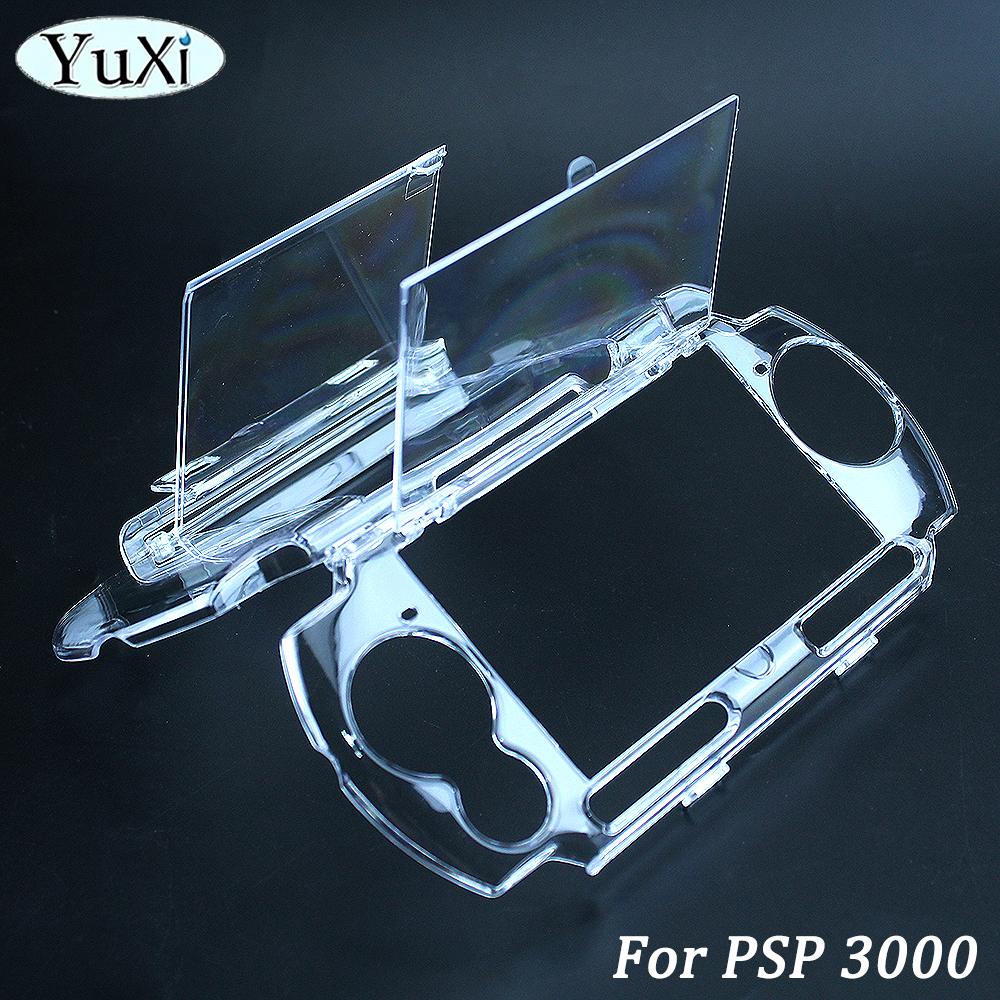For PSP 3000 Transparent Hard Carry Cover Case Snap-in Crystal Shell With Hd Faceplate Screen Front Lens Clear Protective Film