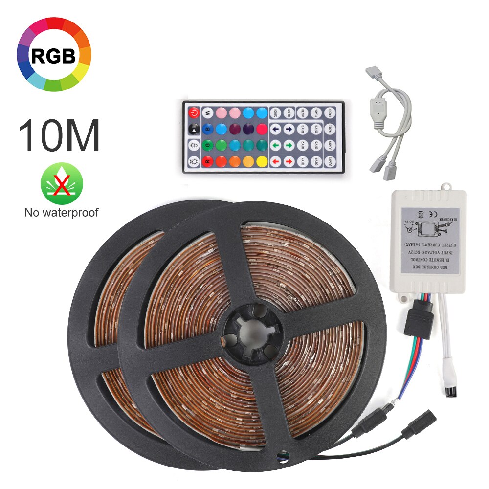 10M RGB 3528 LED Band Multicolor Changing LED Strip Light With 44key Remote Controller String Lights With Self-adhensive Tape: F
