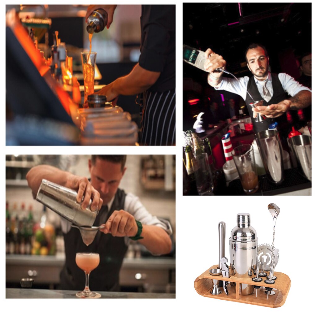 Cocktail Shaker Set Bartender Kit med stativ | 16st Bar Kit Drink Mixer Set