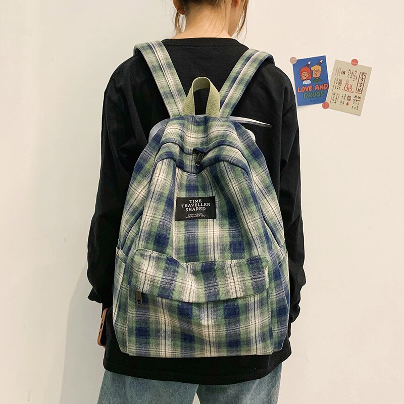 Eenvoudige Gestreepte Rugzakken Vrouwen Leuke Student Plaid Schooltas Voor Tiener Meisjes Harajuku Vrouwelijke Mode Reizen Laptop Rugzak