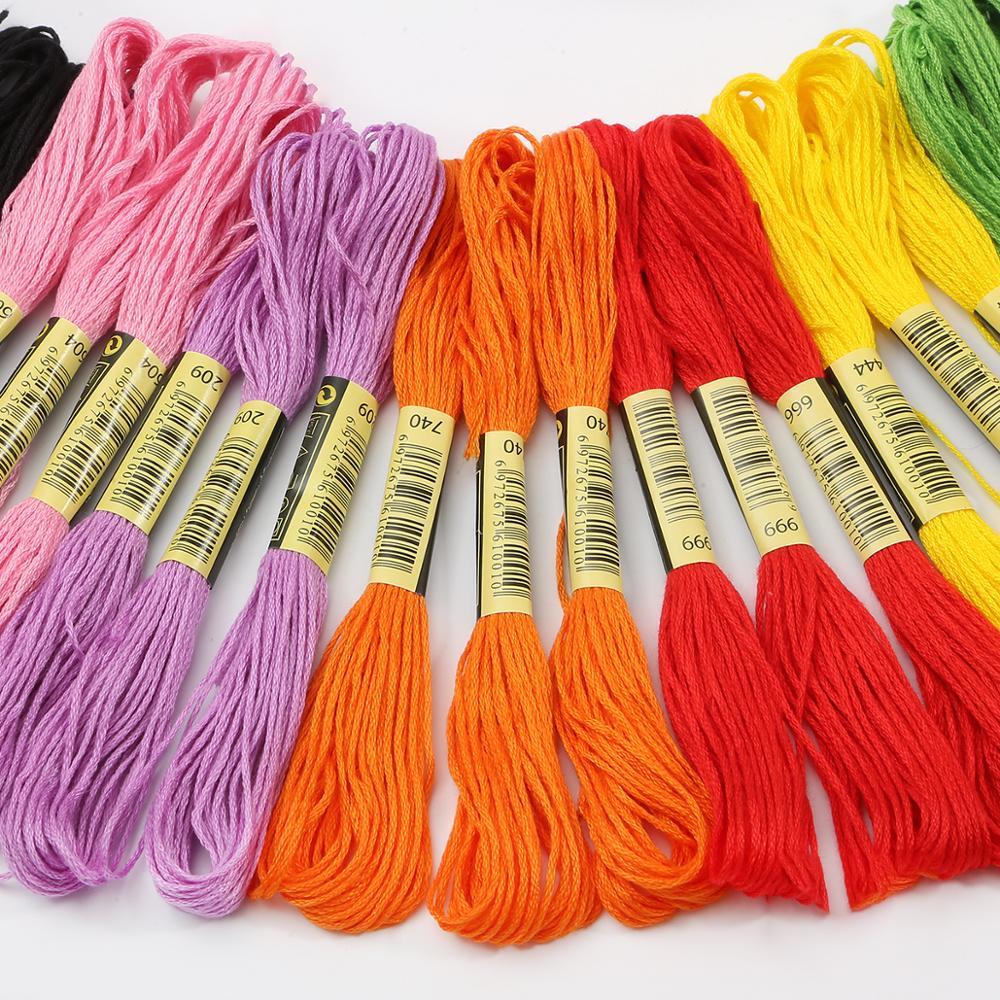 Madejas de costura de algodón Multicolor, hilos de punto de cruz, Kit de madeja de hilo de bordar, herramienta de costura DIY, novedad, 10 unidades por lote