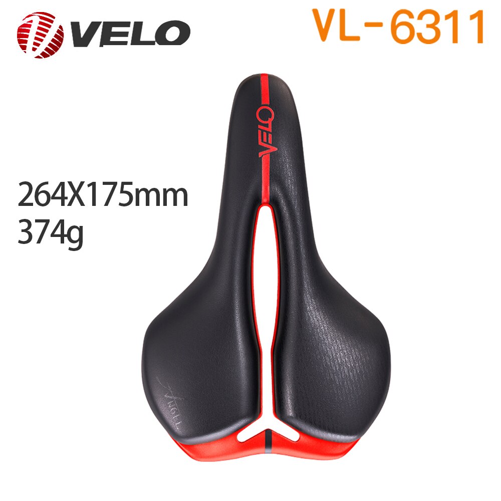 Velo VL-6311 MTB Road Bike Saddle Rainproof Microfiber Leather Bicycle Saddle Foam Cushion Soft Comfort Cycling Bicycle Saddle S: VL6311 Black Red