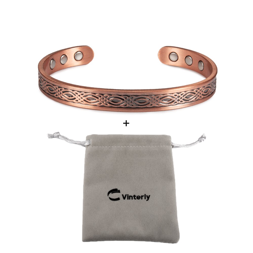 Bracelet magnétique en cuivre véritable pour femmes, ajustable, Vintage, Viking, en cuivre pur, manchette magnétique: bag