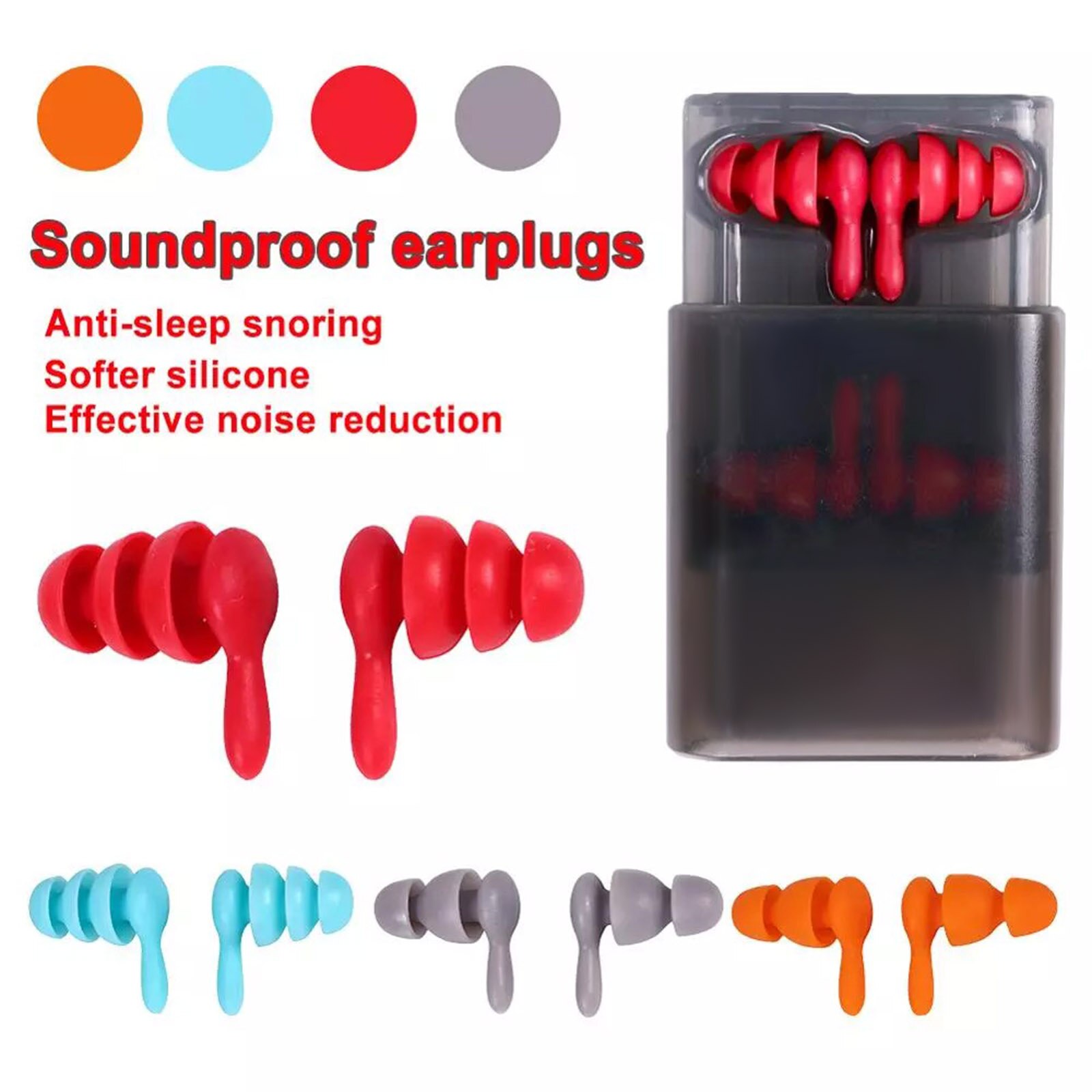 2 Pairs Soft Silicone Ear Plug Noise Cancelling Ear Plugs Reusable Sound Blocking Reduction Ear Buds for Sleeping Snoring Travel