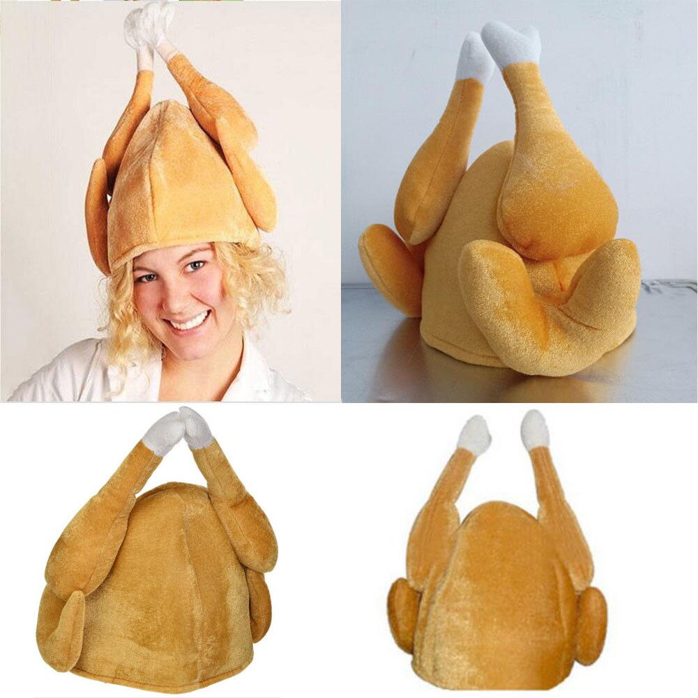 Unisex Christmas Hats Plush Funny Turkey Hat Thanksgiving Day Party Halloween Costume Hat Cap