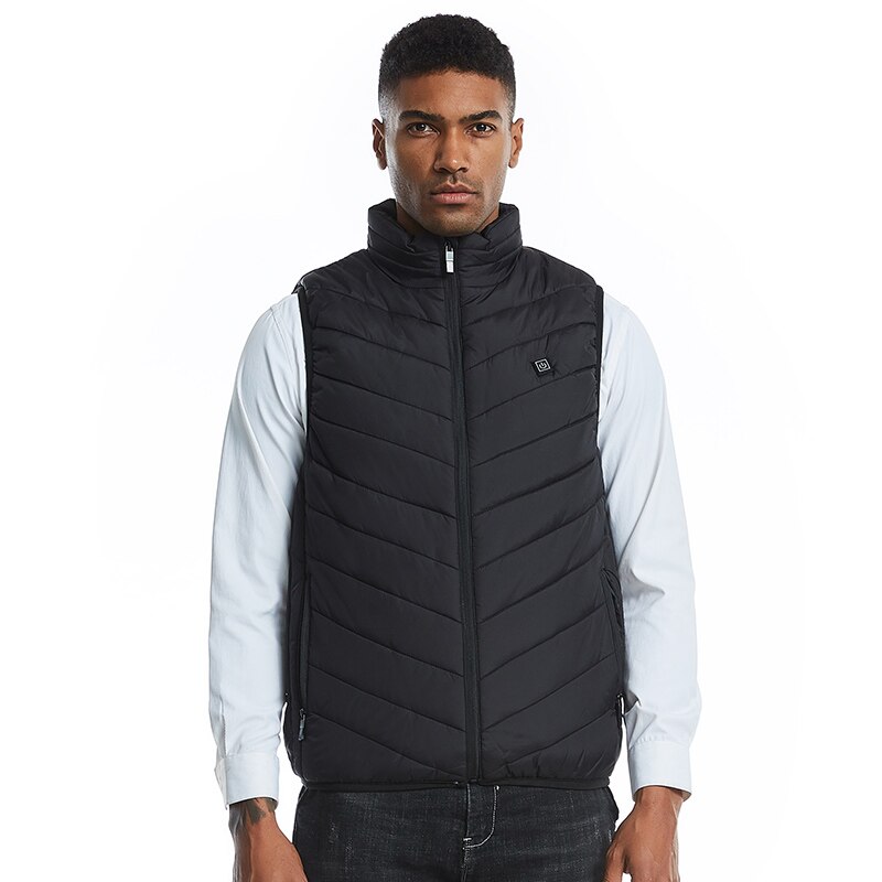 Winter Warme Weste Männer Elektrische Beheizte Weste Heizung Weste Padded Thermische Warme Outdoor Jacke Winter USB Heizung: Schwarz / XXL