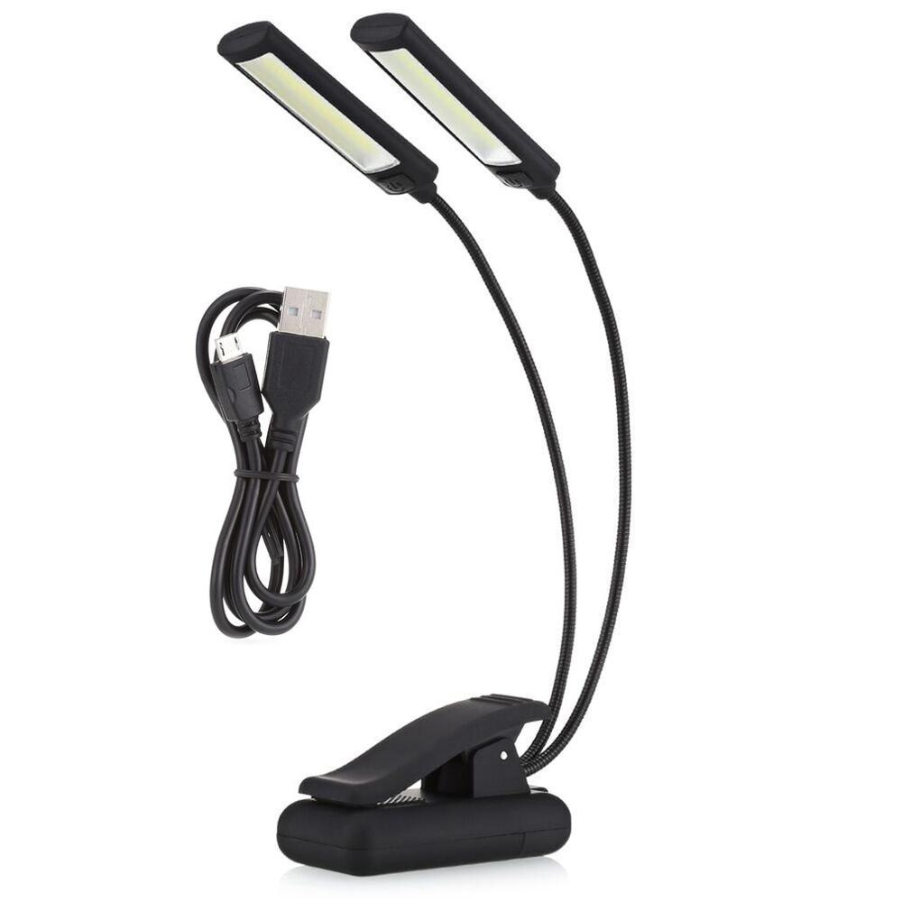 Usb-batterijclip op boekleeslamp met led-lampje, 6w flexibele cob-armen, staande lamp voor laptop, notebook, werkend, draagbaar nachtlampje: Bruin