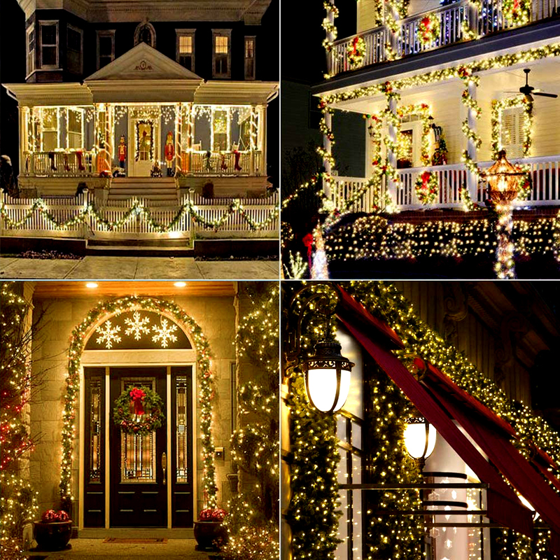 Guirnalda de luces LED solares para exteriores, guirnalda de decoración de jardín impermeable, 8 modos, alambre de cobre, luz para Calle, Patio, navidad