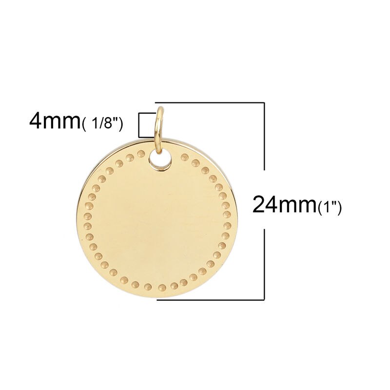 Neue Edelstahl Charms Runde Punkte Gold Anhänger Für Trendy Schmuck, Die DIY Handgemachten Liefert 24mm x 20mm, 1 stück