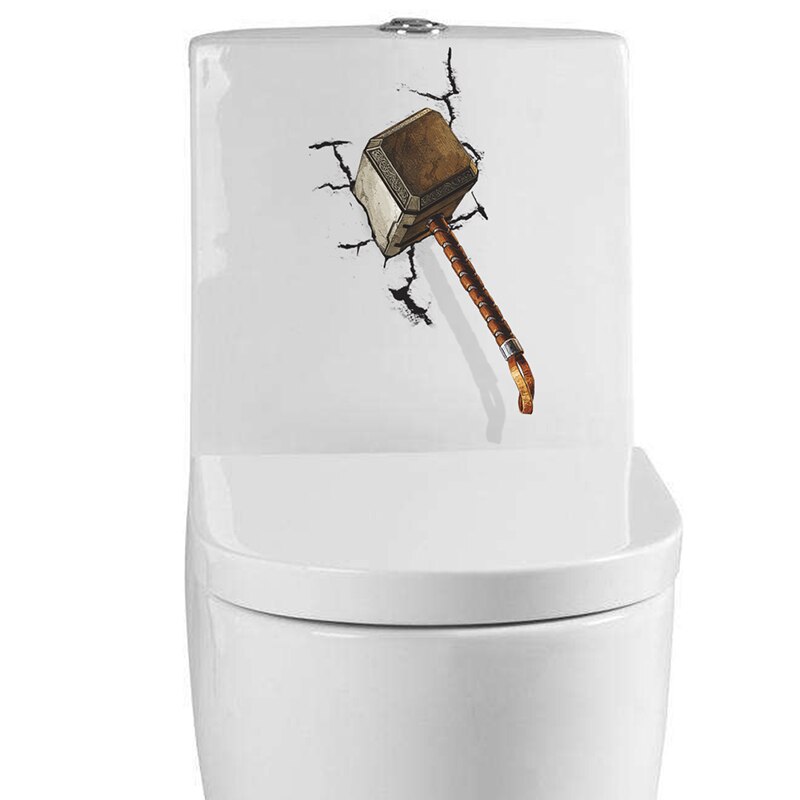 3d levende hammer ødelagte dekorative wallstickers dør toilet køleskab computer vinduesdekorationer