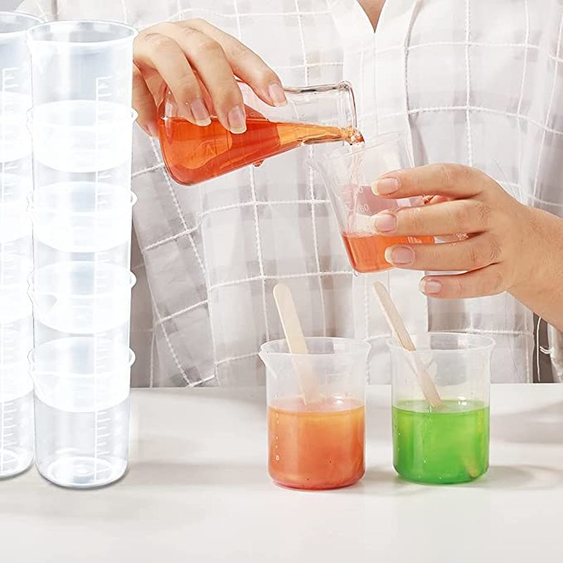 100 ML 10Pcs Kunststoff Absolvierte Messbecher Flüssigkeit Container Epoxy Harz Silikon, Der Werkzeug Transparent Mischen Tasse