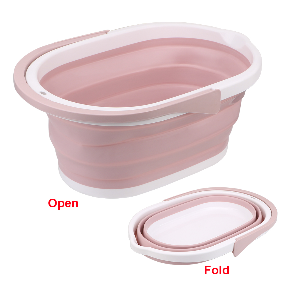 Car Wash Bucket Foldable Bucket Save Space PP Portable for Tourism Outdoor Fishing Camping Folding Laundry Tub: Pink