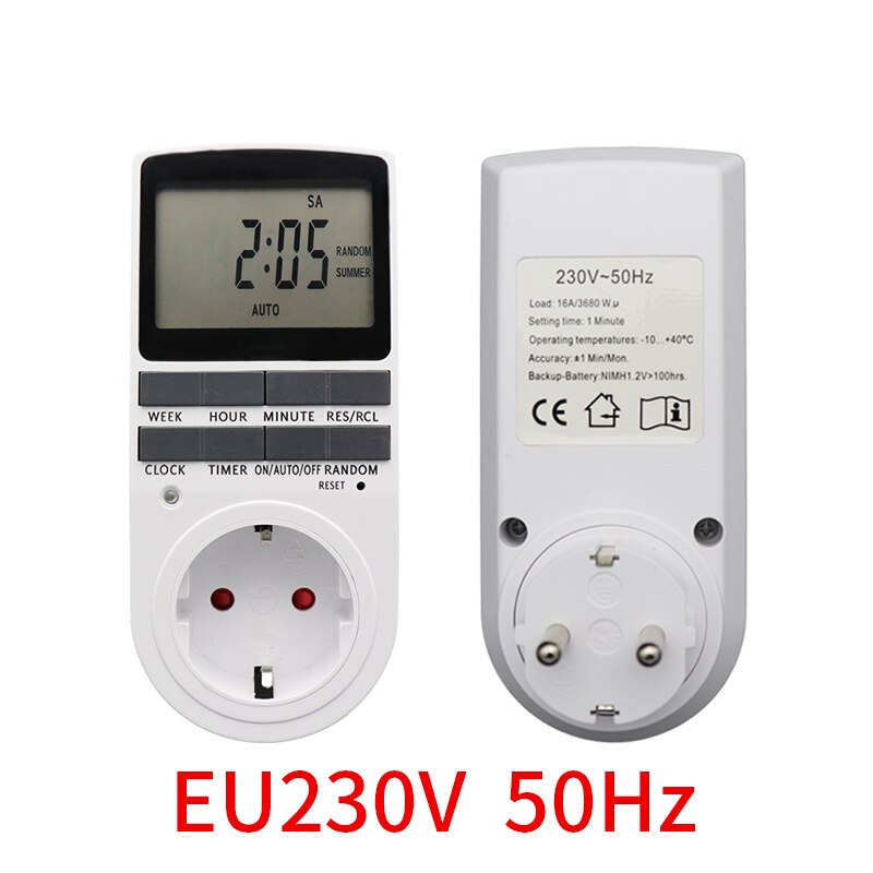Elektronisk digital 220v timer switch 24 timers cyklisk eu uk au us br fr stik køkken timer stikkontakt programmerbar timing stikkontakt: Eu