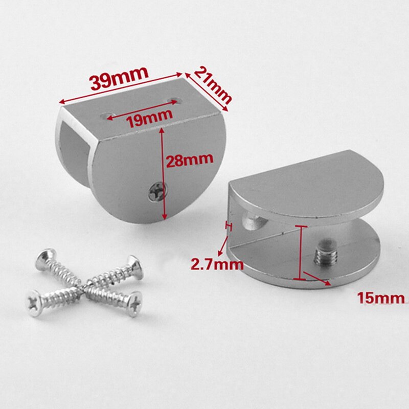 4 Stks/set Ruimte Aluminium Glas Clips Verstelbare Muur Gemonteerde Glazen Plank Klem Beugel 5-15Mm Glas houder