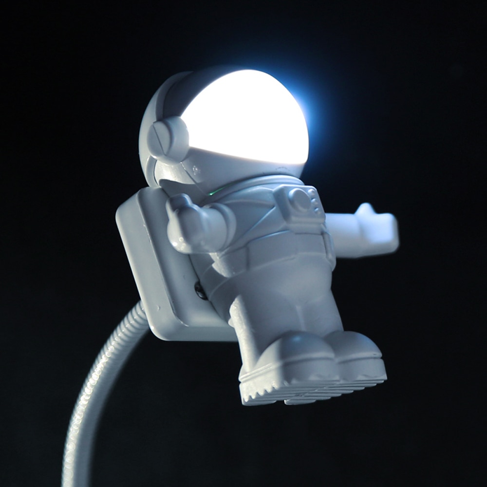 Junejour Stijl Cool Astronaut Usb Led Verstelbare Nachtlampje Voor Computer Pc Lamp Bureaulamp Zuiver Wit