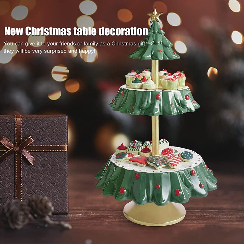 Snack Serving Stand Christmas Tree Shapes Bowls Snack Stands Dessert Stands Fruit Plates for Christmas Party Decorations
